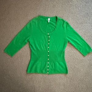 Future Paradise Cashmere Cardigan Sweater 3/4 Sleeve Sz M